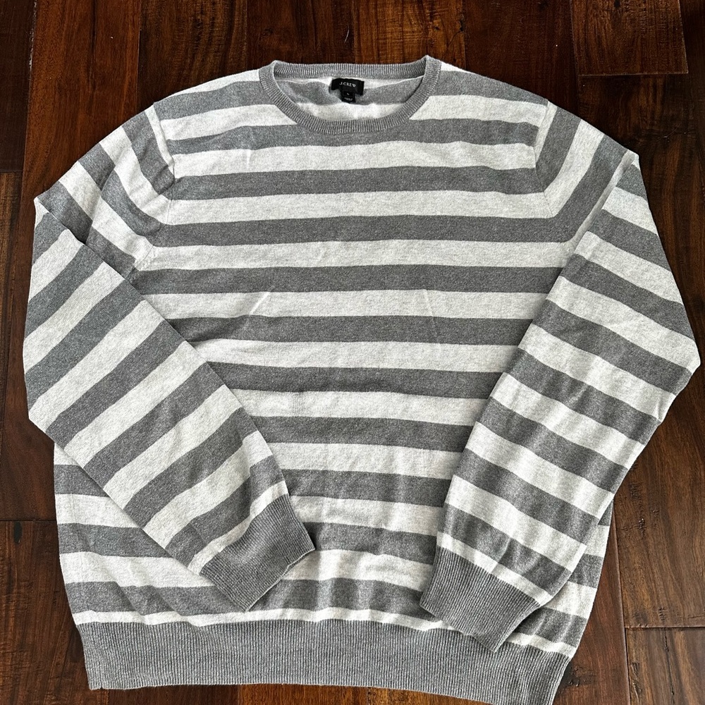 JCrew gray striped cotton cashmere sweater - L